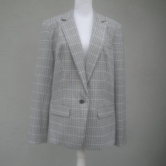NEW A New Day Womens Blazer Jacket Size 14 Gray Plaid Chic Professional Preppy - Picture 2 of 9